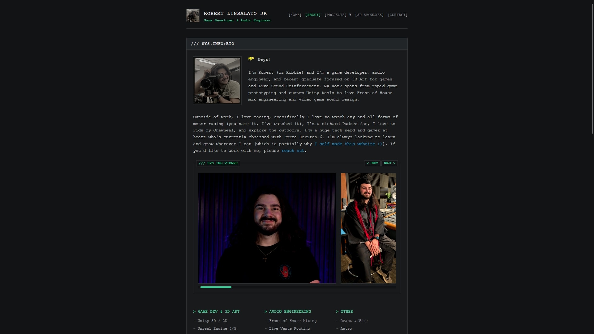 About page of the new website