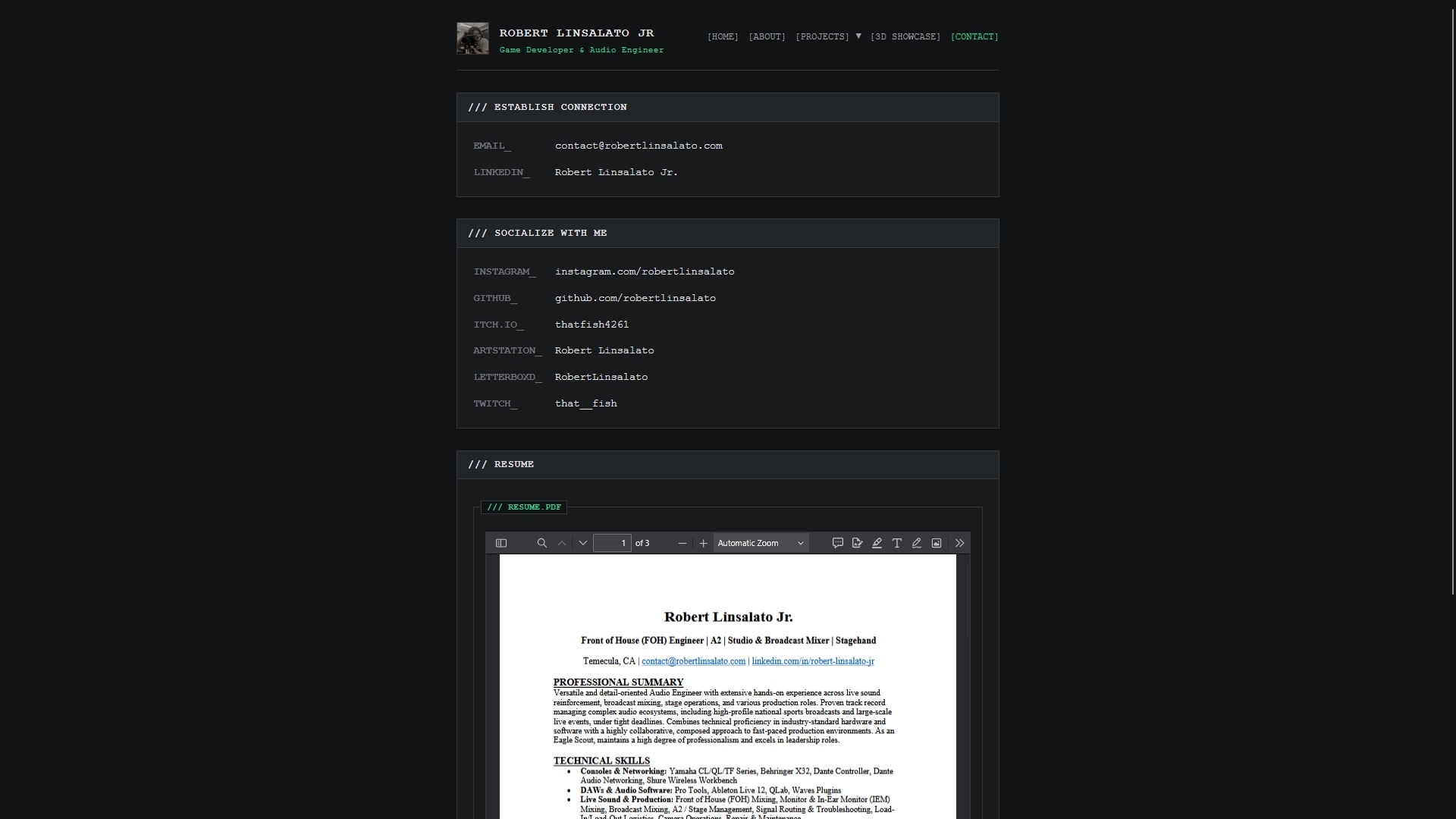 Contact page of the new website