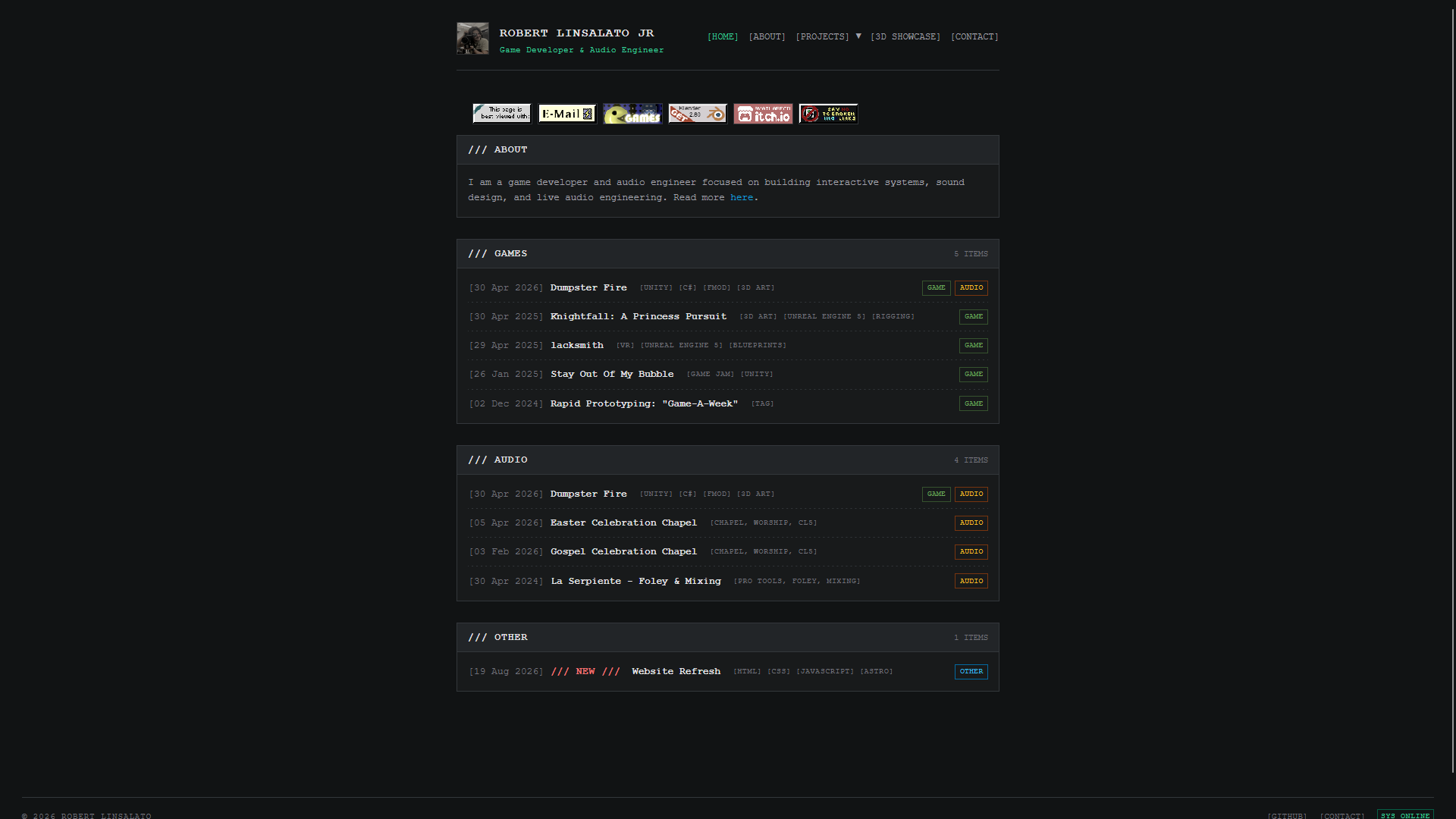 Home page of the new website