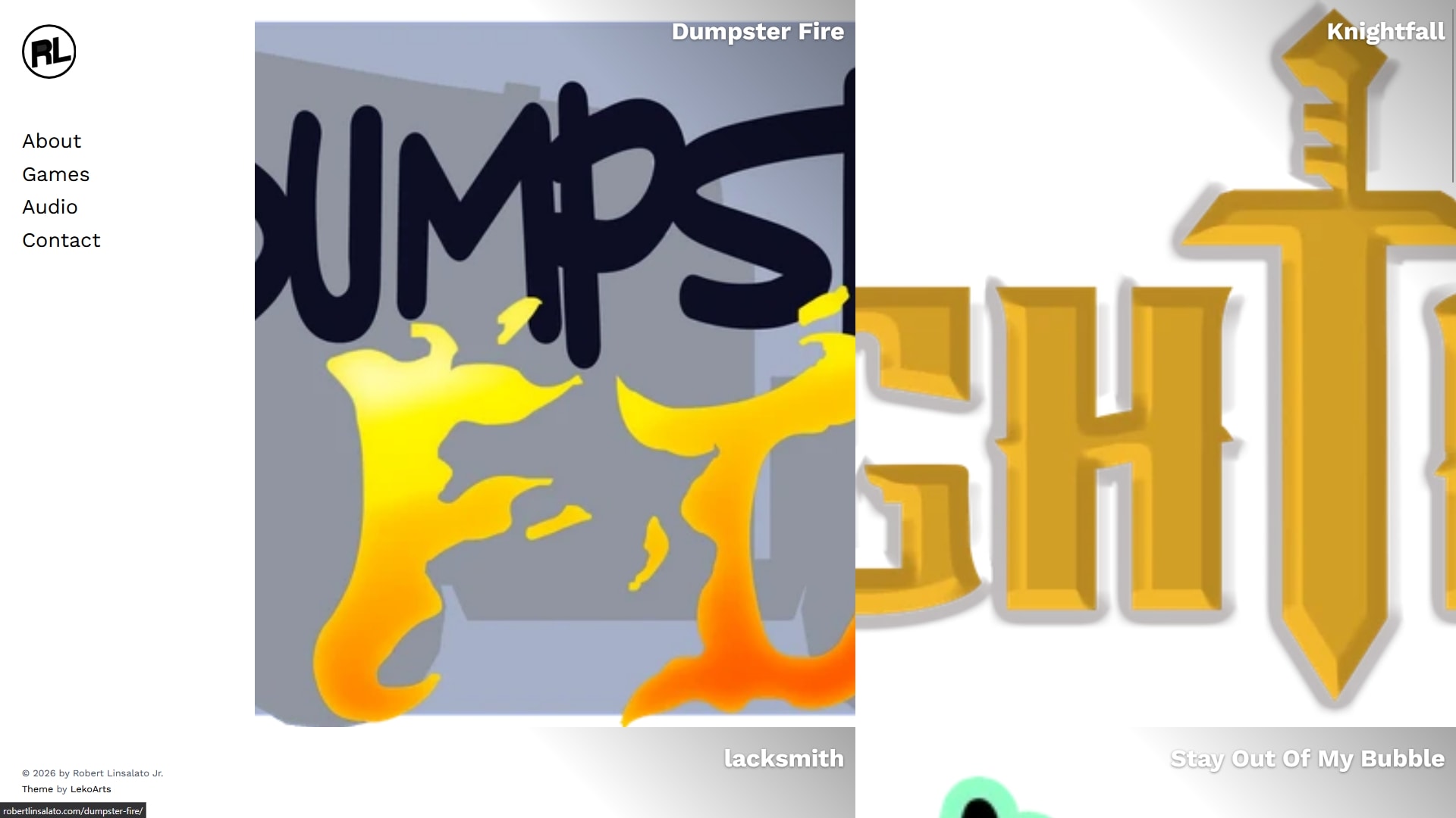 Games page of the old website